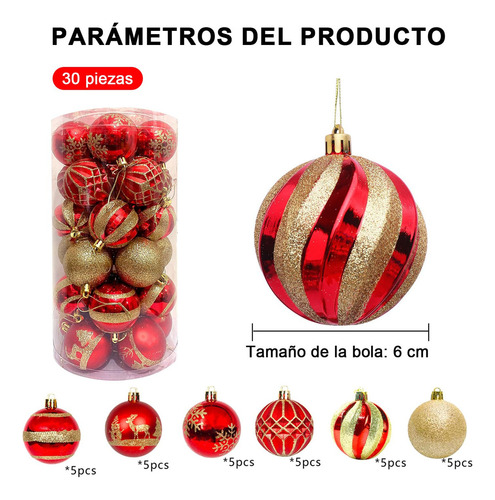 Esferas De Navidad,30 Unidades 6cm Juego De Bolas De