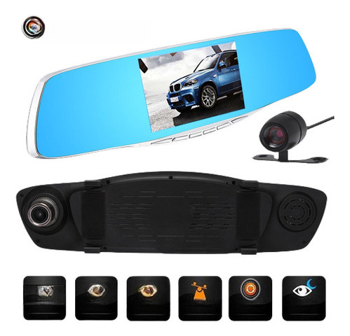 5  Hd Car Rearview Dvr Dvr Dual Lente De Video Cámara De La 