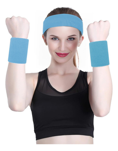 ** 3 Set Banda Deportiva Cabeza Muñequeras Elásticas