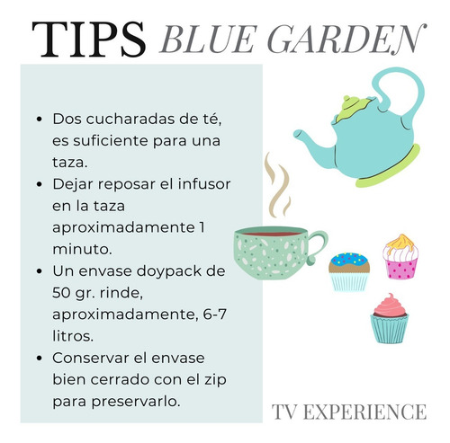 Imagen 4 de 10 de Té En Hebras Blue Garden Envase Doypack, Orígen Patagonia