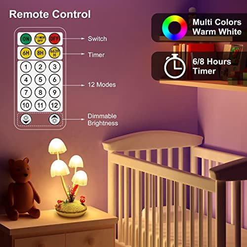 Luz Nocturna De Hongos For Niños, Lámpara De Mesa Pequeña C