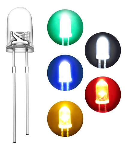 5mm Led  Blanco/rojo/amarillo/verde/azul  ( 50 ) Und Arduino