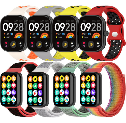 8 Correas Sport Para Redmi Watch 4 / Xiaomi Mi Band 8 Pro