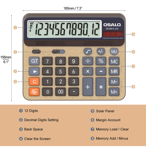 Calculadora De Mesa Pendancy Os-6815gn Display Lcd De 12 Díg