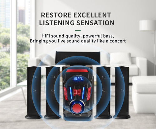 Equipo De Audio 5.1 Subwoofer, Bluetooth, Usb, Fm, Control