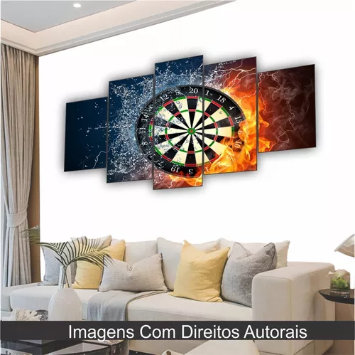 Quadro Decorativo Jogos Dardos Dart Board Fogo Água Chamas