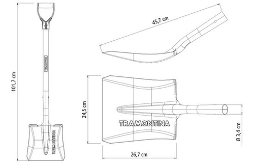 Pala Ancha Cabo de Madera De Carga Palear 71cm Tramontina