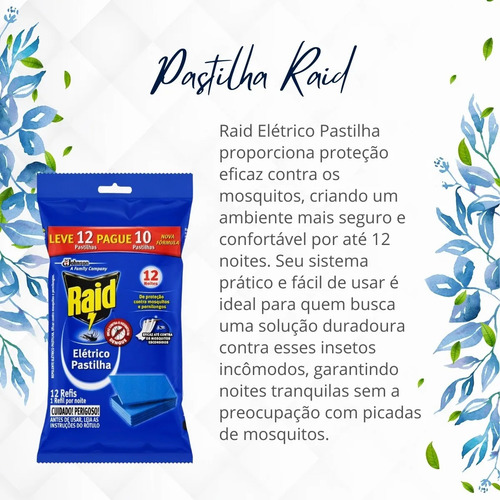 2 Unid. Refil Repelente Tomada Raid Pastilha 12 Un Original