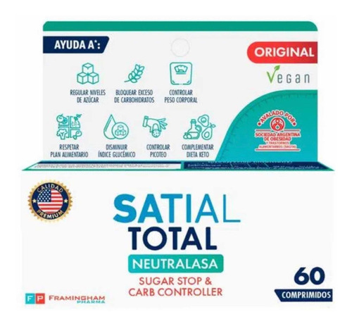 Satial Total Sugar Stop & Carb Controller X 60 Comprimidos Sabor Sin Sabor