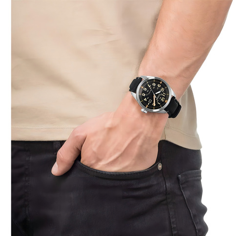 Reloj Citizen Aw5000-24e Analógico De Cuarzo Eco-drive Color de la correa Negro Color del bisel Acero inoxidable Color del fondo Negro