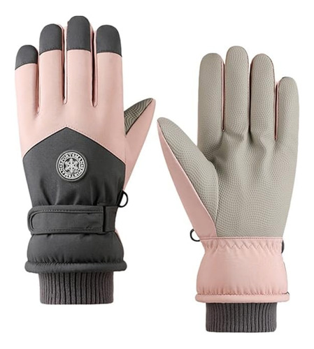 Guantes Mujer/adolescente Térmicos Nieve Esqui O Snowboard Griz Oscuro Y Blanco Geométrico S/m