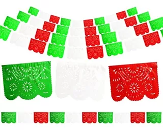 Papel Picado En Plastico Tricolor Dia De La Bandera Fiesta M