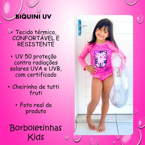 Imagem 3 de 6 de Biquini Infantil Proteção Solar Blusa Manga Longa Uv