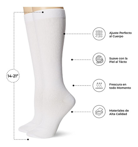 24 Pares De Calceta Escolar Lisa De Algodón Blanco Lisa 3-5