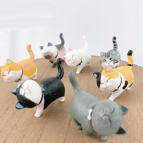 4 X 9 Piezas De Pvc Sólido Figuras De Gatos De Escritorio