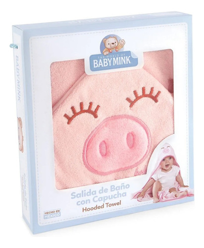Toalla Baby Mink Salida De Baño Con Capucha Rosa Claro