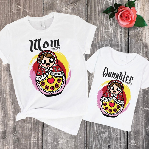 Combo Remera Madre E Hija Combinadas Matrioshka Mujer Nena