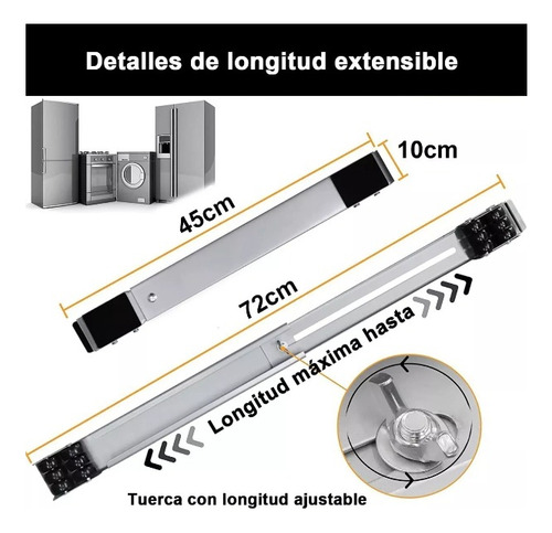 Soporte Base Con Ruedas Ajustable Mover Electrodomésticos
