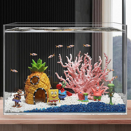 20 Pcs Acuario Pecera Planta Artificiale y Resina Decorativo Color Multicolor