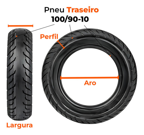 Par Pneu Elite125 90-90-12 Sl26 + 100-90-10 S1 Sem Câmara