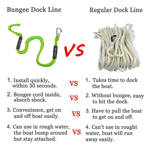 Moocy Boat Bungee Dock Com Gancho, Cabos Elásticos, Corda De