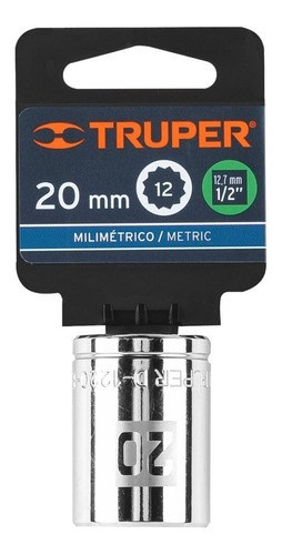 Dado 1/2' 12 Puntas Milimetrico 20 Mm Truper 13534 Color Plateado