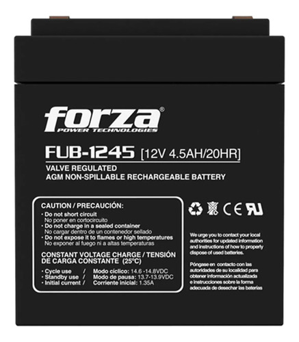 Bateria Forza Fub-1245 De 12v 4.5 Ah Ups Cercas Luces Alarma