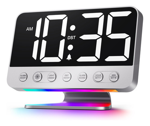 Reloj Despertador Digital Odokee Large Bold Number 5 Platead