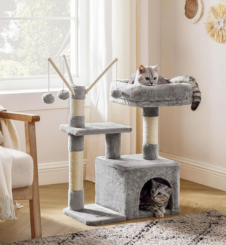 Árbol Rascador Para Gato Torre D Juego Cama Cueva 72x53x33cm Gris
