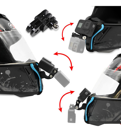 Suporte Para Capacete De Câmera Gopro Sjcam Celular E Ação Ajustável Queixo Compatível Moto Vlog Filmagem Acessório Universal Curvo
