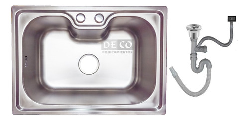 Pileta Inox Grande Simple Sobreponer Cocina + Valvulas Deco