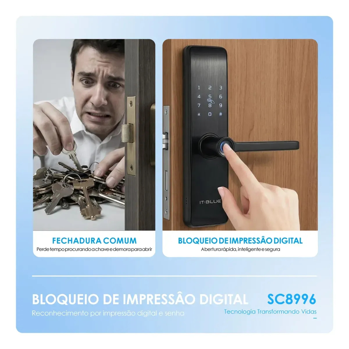 Fechadura Eletrônica Inteligente Wifi Biométrica Smart Touch Preto