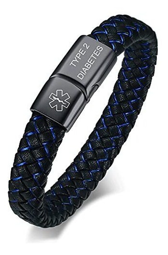 Vnox Medical Alert Id Tipo 2 Diabetes Ra De Brazalete Magnét