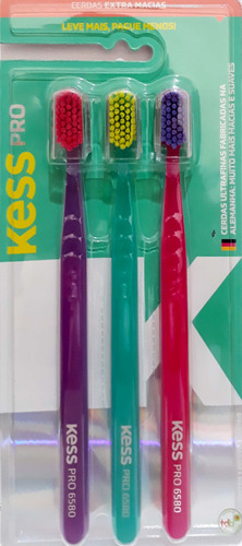Imagem 2 de 3 de Escova Dental Kess Pro 6580 Extra Macias - 3 Unidades