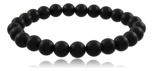 Pulseira Ônix Preta Pedra Natural Brilhante 8mm