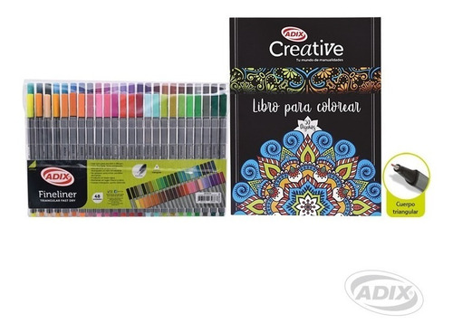 Libro Mandalas Para Colorear + 48 Marcadores Fineliner