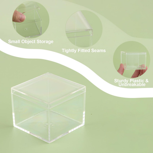 Oungy 30 Pcs Clear Acrílico Con Tapa Cubo Cuadrado Cubo Cuad