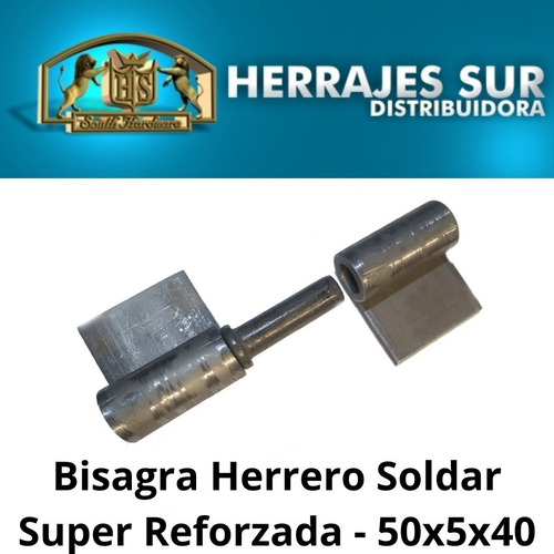 Imagen 6 de 10 de Bisagra Herrero Soldar 50x5x40 Mm Reforzada Ala Larga Hierro