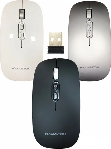 Mouse Sem Fio Ergonômico Recarregável Leve Silencioso Preto Cor Branco