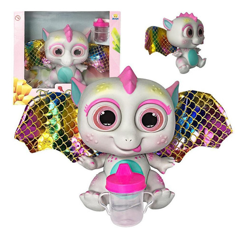 Bebê Dragão Flying Baby Com Asas Branco - Brinquedo Infantil