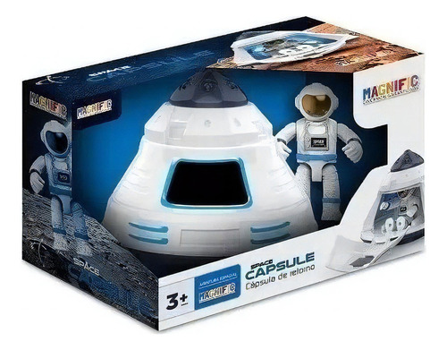 Juguete Espacial Magnific + Muñeco Space Capsule Con Luz