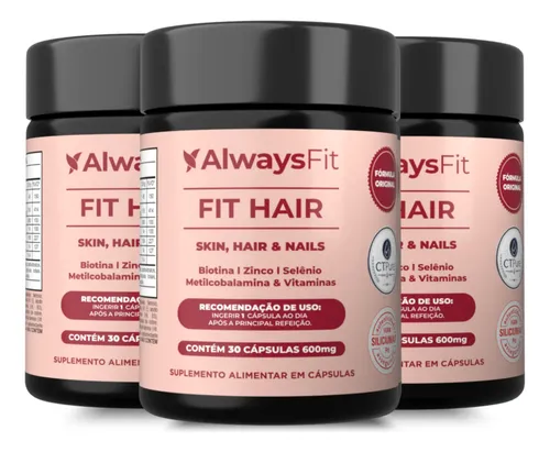 Kit 3X Fithair Alwaysfit | Cabelos, Pele E Unhas | 30 Cápsulas
