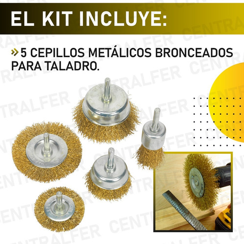 Imagen 7 de 10 de Kit X 5 Cepillo Copa Circular Descarbonizador Para Taladro