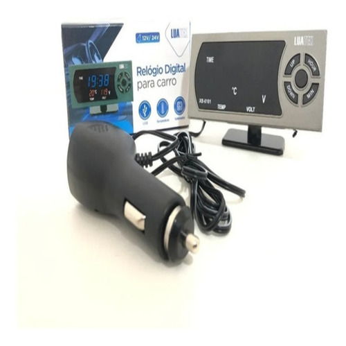 Imagem 3 de 5 de Digital Relogio 2 Usb Termometro Para Carro Com Voltimetro