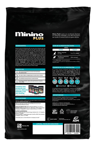 Alimento Seco Gato Minino Plus Duo Pack De 3kg