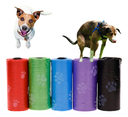 Bolsas Heces Popo Perros Mascotas  Biodegradable 5 Rollos 