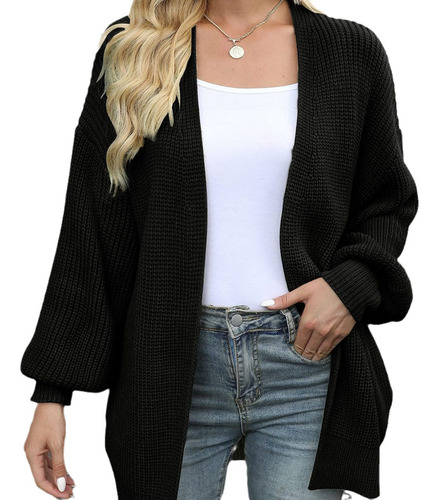 Chaqueta Tipo Suéter Gruesa Con Mangas De Globo Para Otoño/i