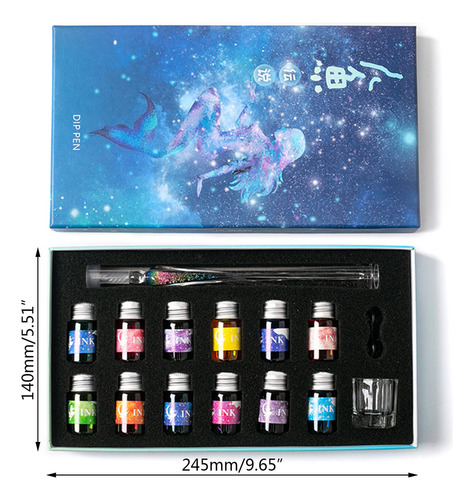 (a) Unidades/caixa Glitter Dip Pen Gradient Crystal Glass Pe