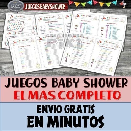 Kit Juegos Baby Shower Pdf + Loteria +  + Full