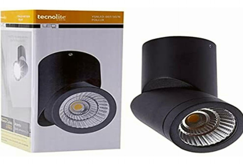 Tecnolite Lampara Spot Sobreponer Interior Negro 6.5w Luz